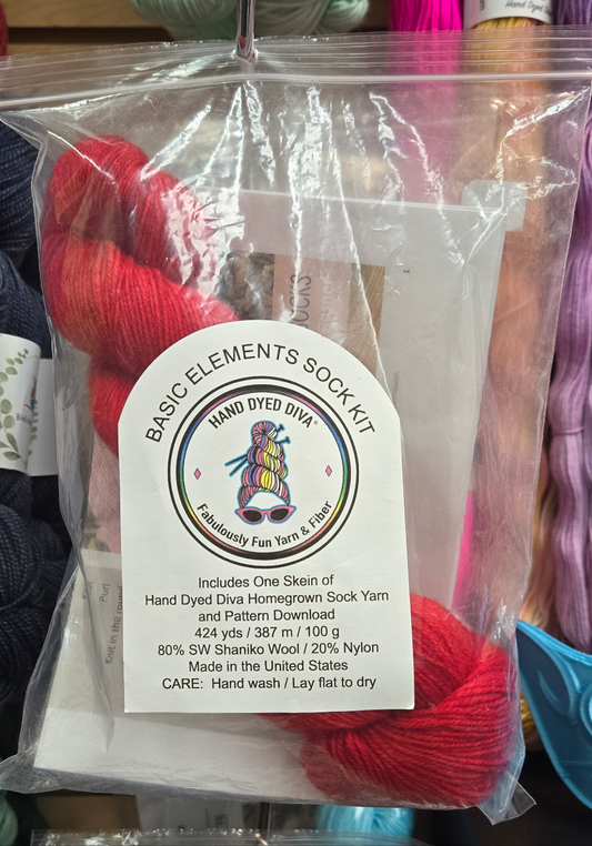 Hand Dyed Diva Basic Elements Sock Kit